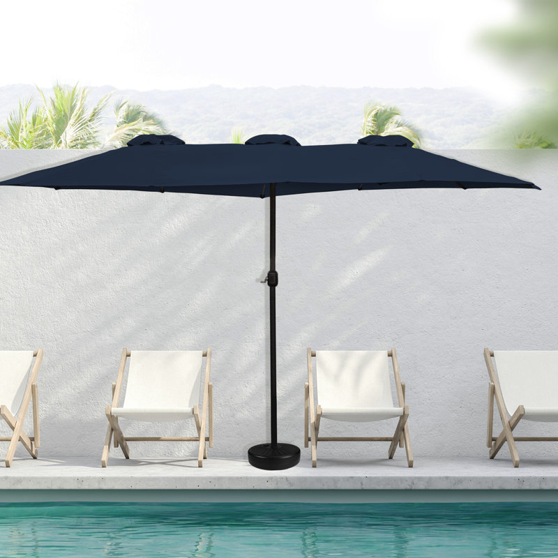 Parasol de marché d'extérieur 15 'avec manivelle, Bleu