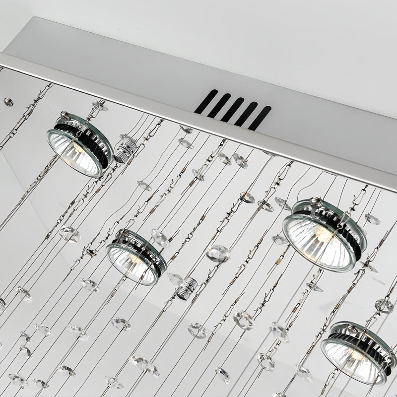 Lustre 8 lumières en acier inoxydable chromé et blanc l 8 po pour salon