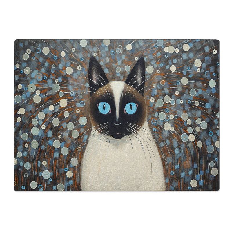 Siamese Cat Contemporary  Glass Chopping Board