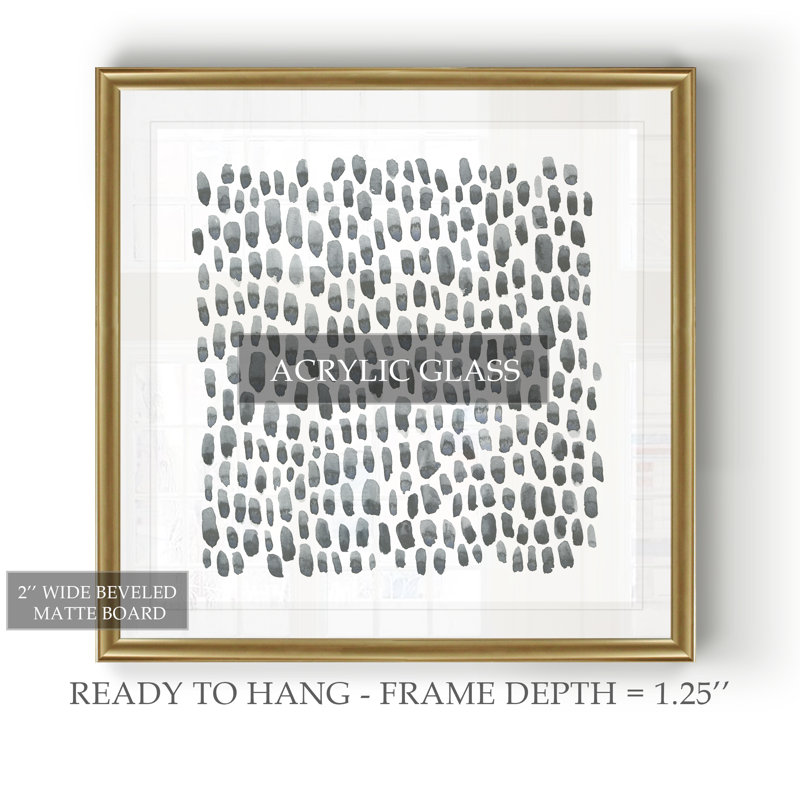 «Blue Gray Tessera I», peinture sur toile, Cadre doré, H 26,5 po x l 26,5 po x P 1,5 po