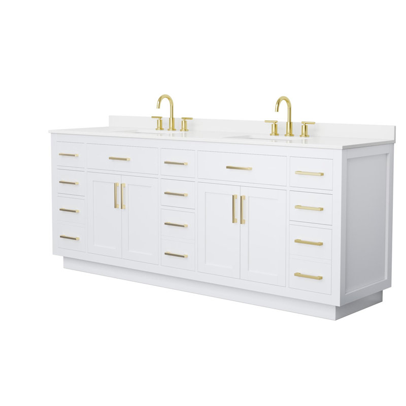 Beckett TK 84'' W Vanity, 8" Center, Brushed Gold, Giotto Quartz
