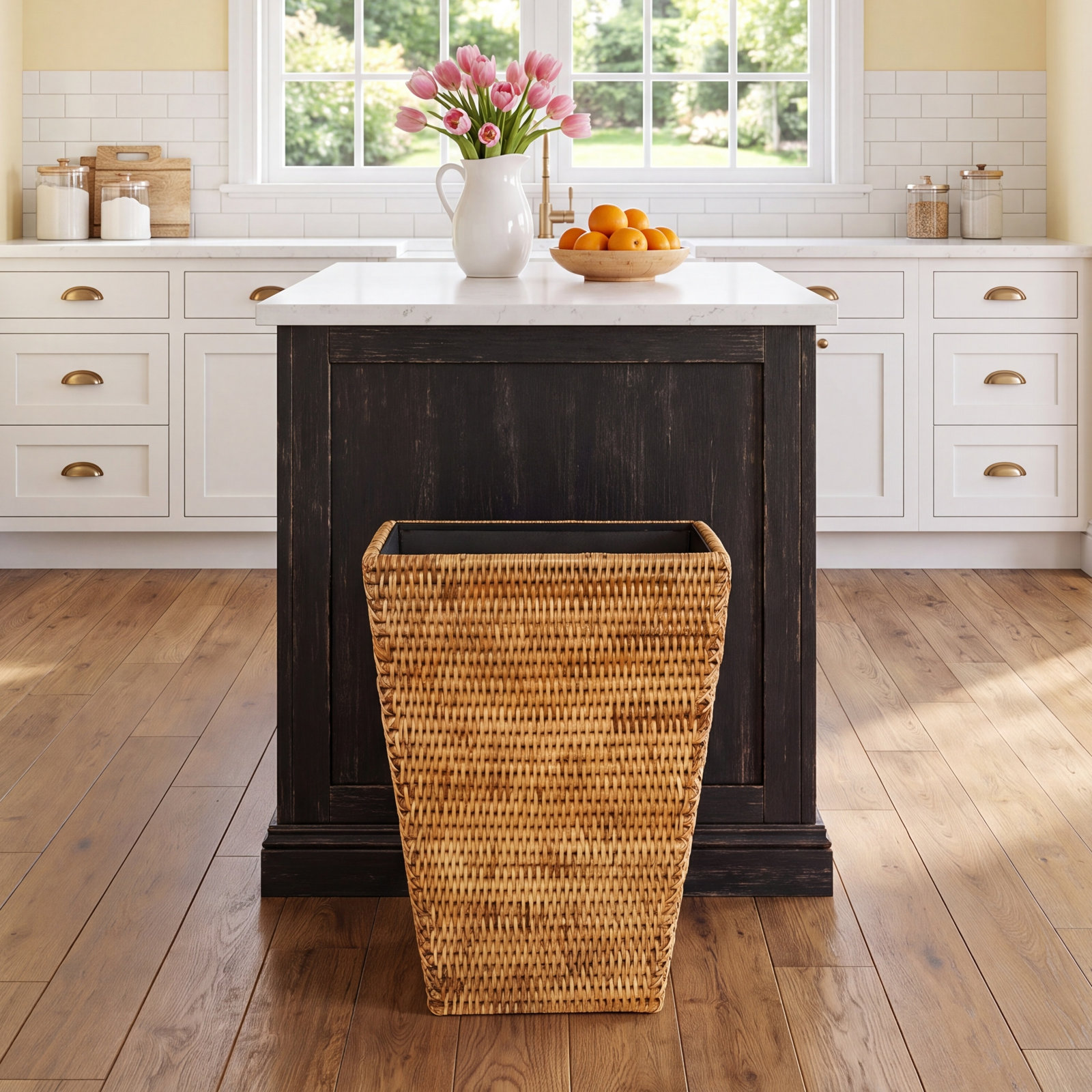 4gal Tapered Waste Basket, Honey Brown