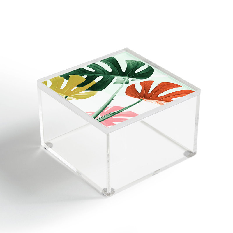 Boîte en acrylique avec feuilles de jungle gale swizter urban