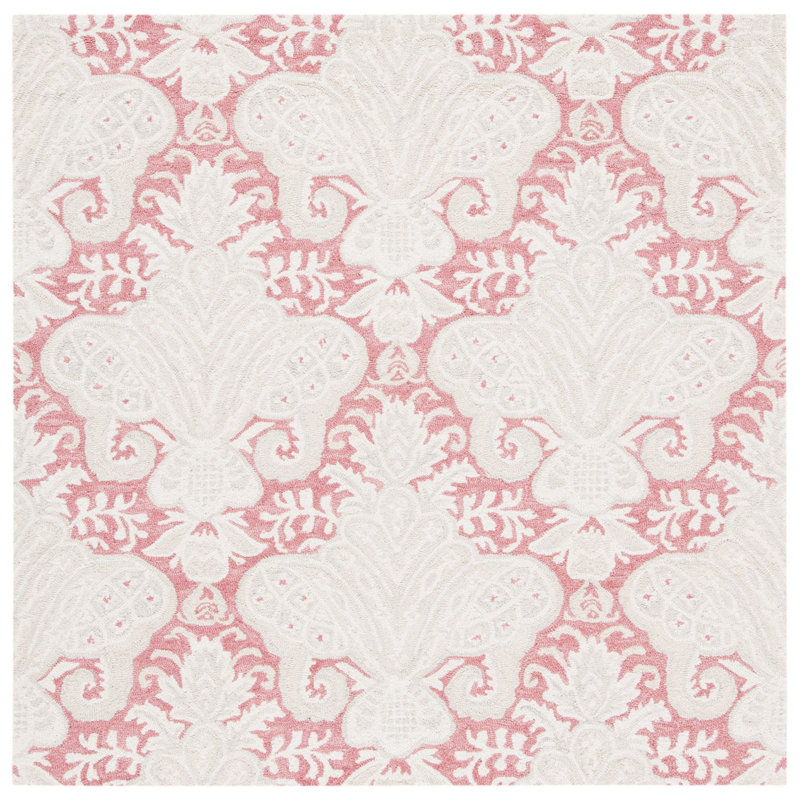 Hippocrates Hand Tufted Wool And Cotton With Latex Ikat Rug, Square 5'