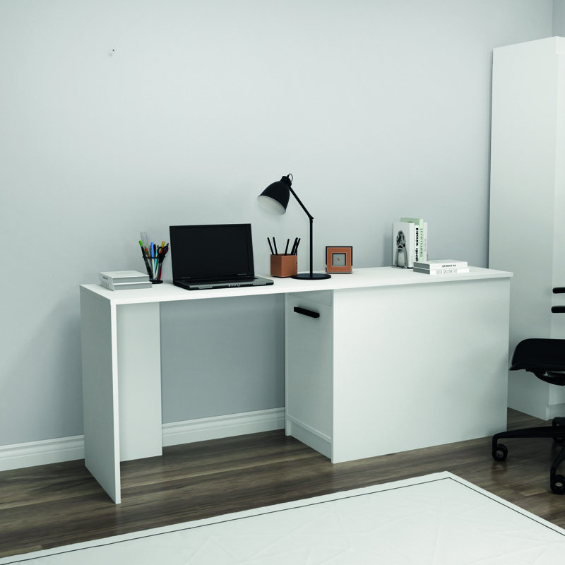 Jamiya Computer Desk, White, White