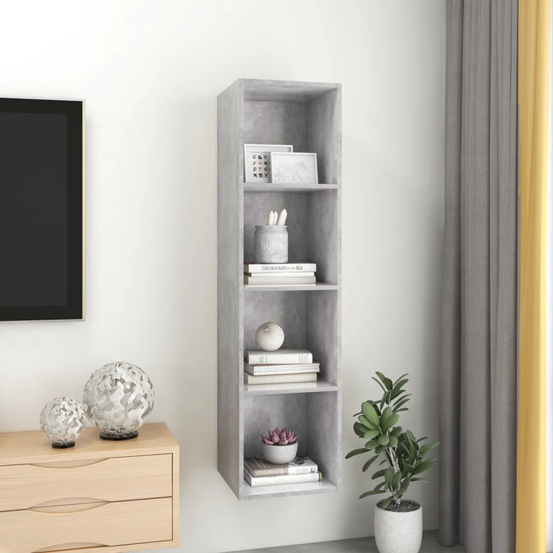 Dormon TV Stand for TVs up to 60", 107cmH x 37cmL x 37cmW / 142.5cmH x 37cmL x 37cmW, Concrete Grey, 3 x TV cabinet