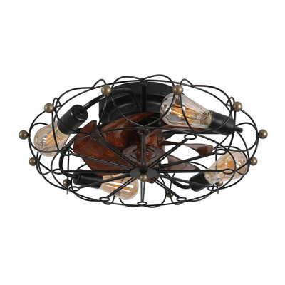 Ventilateur de plafond à profil bas avec télécommande et lumières, ventilateur de plafond industriel moderne intégré