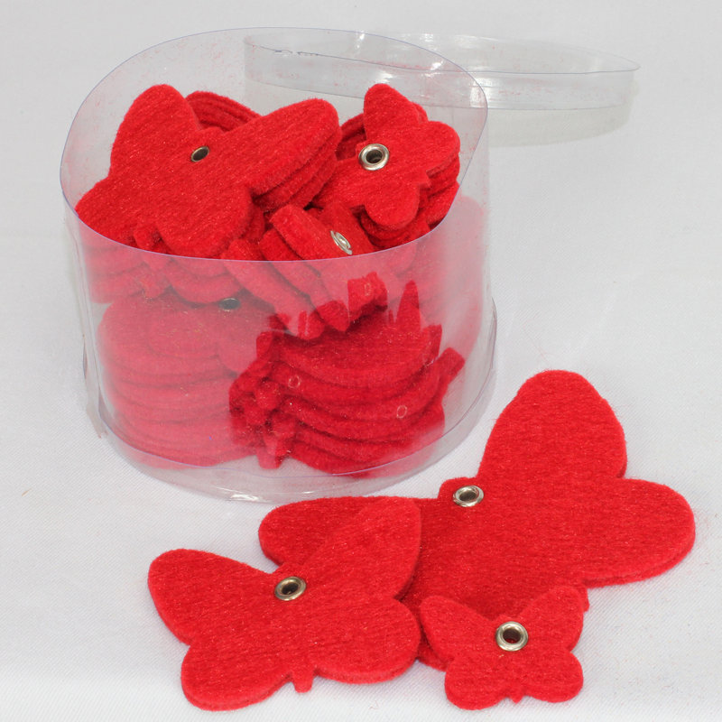 Ornement en forme de fêtes 24 pièces papillons, Rouge