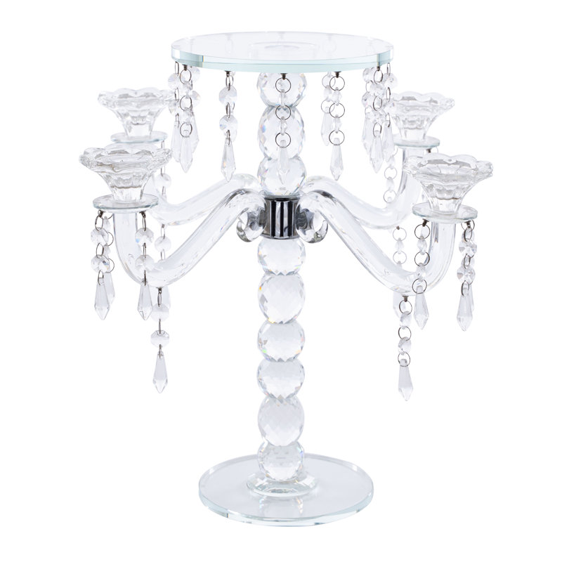 15.37'' H Crystal Tabletop Candelabra