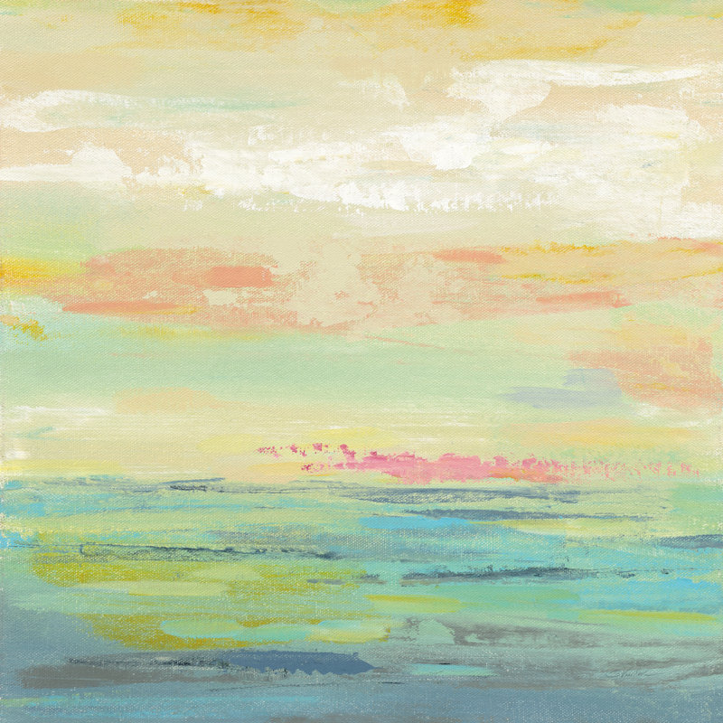 «Pink Clouds II» par Silvia Vassileva, peinture sur toile tendue, H 20 po x l 20 po, Non, Toile tendue