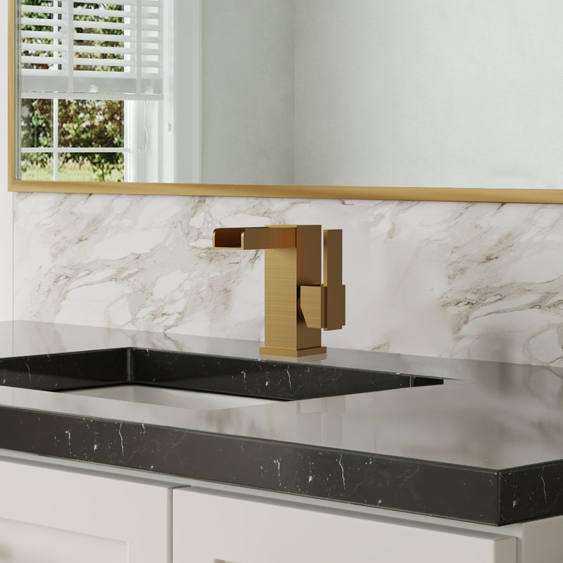 Bathroom Faucet,Single Handle Bathroom Sink Faucet with Drain Assembly, Brushed Gold