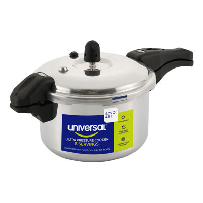 Universal (4.75 Quart / 4.5 Liter) Pressure Cooker, Pressure Pot With 6 Safety Systems, Aluminum Pressure Cooker For 5 Servings, Even Heat Distribution, Diameter 9.4 Inches, Height 8 Inches