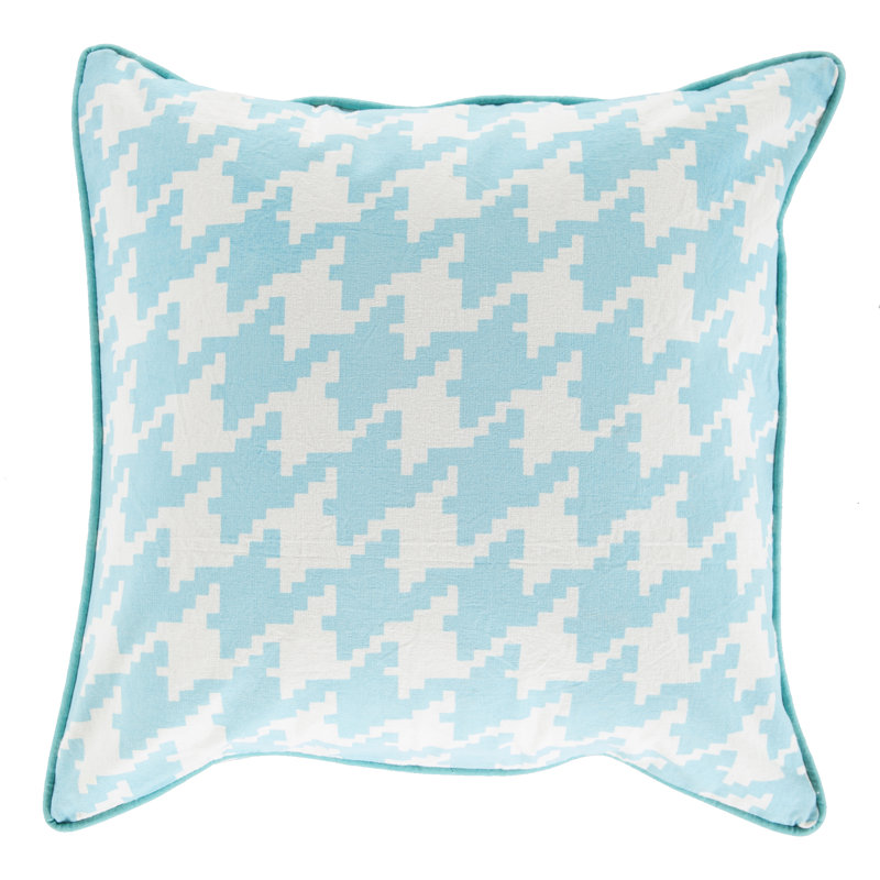 Geometric Cotton Throw Pillow, 22" H x 22" W x 4" D, Aqua, Polyester