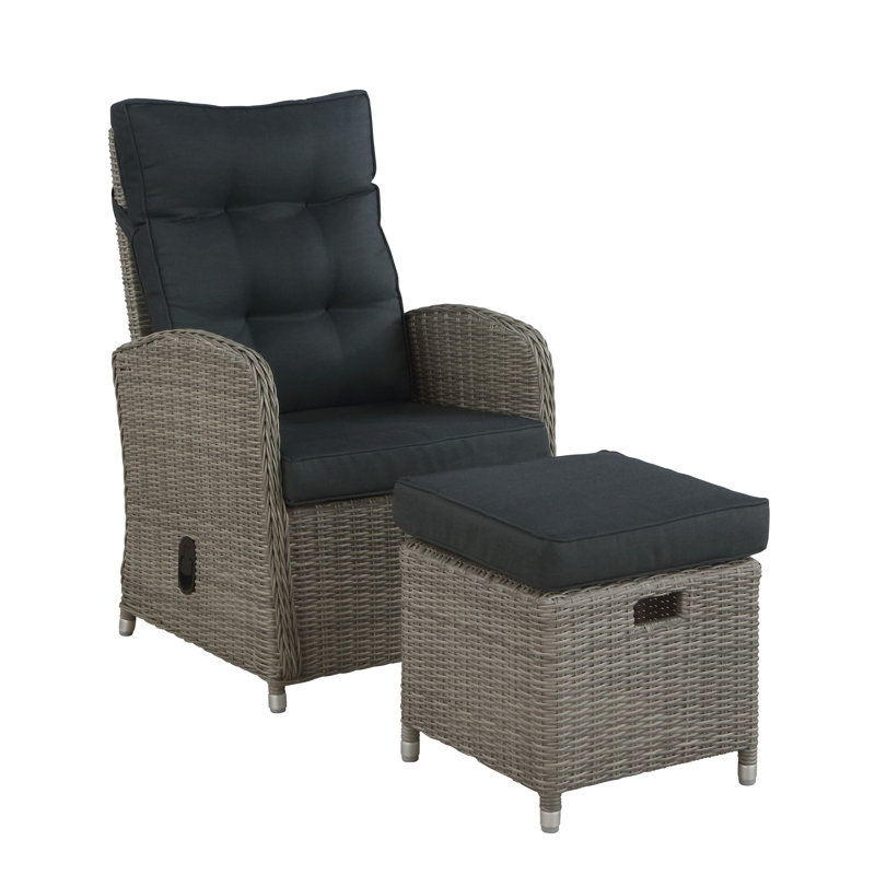 Wicker Outdoor Lounge Chair with Ottoman