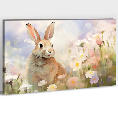 Art mural de lapin de Pâques GUTTATY, décoration murale de photos de lapin de Pâques au printemps, décoration murale de fleurs de lapin et de printemps, impressions de Pâques pour le salon, la chambre d'enfant, la chambre de bébé, la chambre de bébé prête à être suspendue 18 po x 24 po