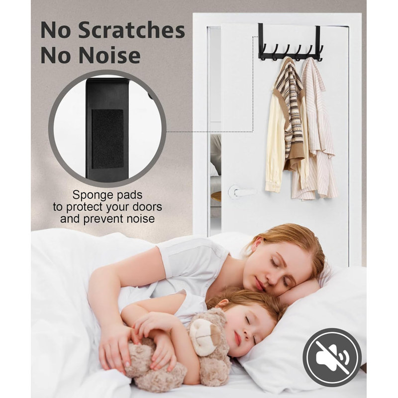 Door Hanger Hooks For Hanging (2Pack, Black), Noir