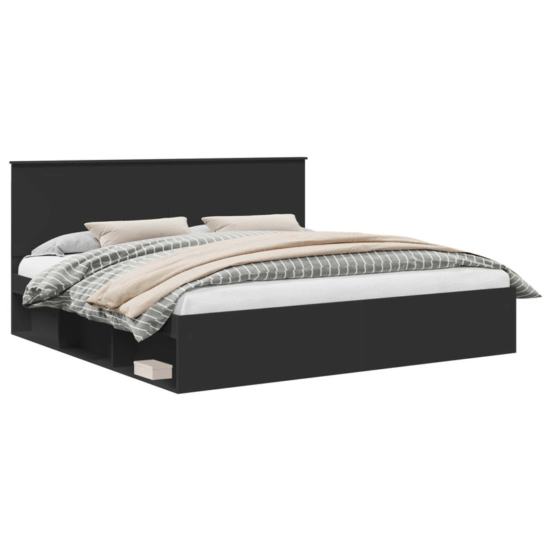 Solid Wood Bed Frame, Super King (6'), Black