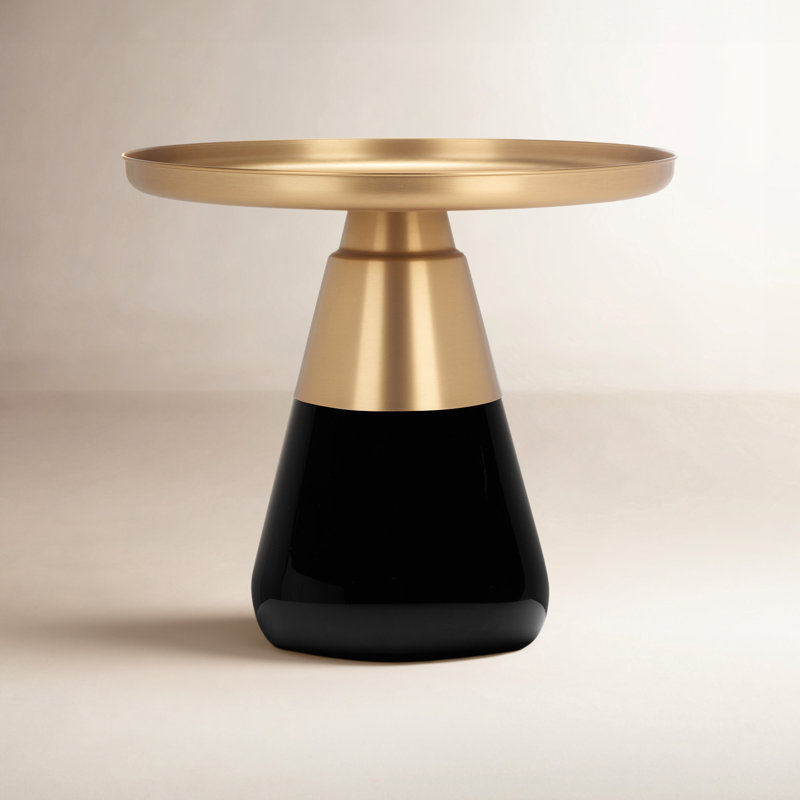 Table de bout Casella, Noir, Laiton antique
