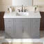 Meuble-lavabo simple de 122 cm (48 po) avec comptoir en surface solide intégré, armoire de rangement à 7 tiroirs, portes à fermeture amortie, style traditionnel autoportant-746310003