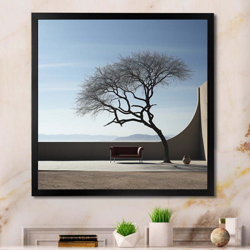 Photographie sereine moderne scandinave moderne sur toile, Cadre simple noir, H 16 po x l 16 po x P 1 po