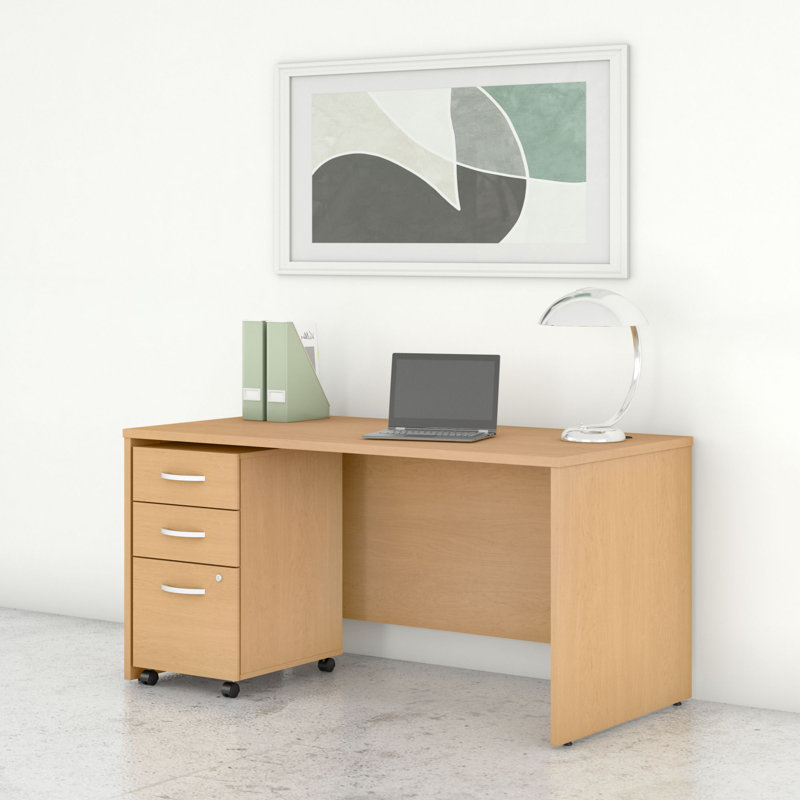 Studio C Computer Desk, Natural Maple, 29.84" H x 59.44" W x 23.34" D