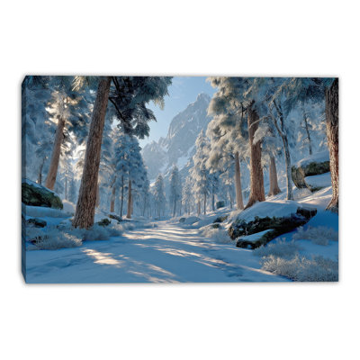 Alpine Snow Forest Valley Wrapped Canvas Wall Art