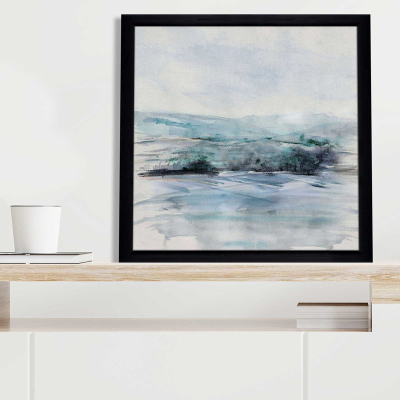 Beech Mountain I par Susan Jill - Peinture, L 25,5 po x H 25,5 po, Cadre noir
