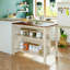 Îlot de cuisine 45 po en bois massif avec table de préparation en bois d'hévéa et 2 tablettes ouvertes pour petits espaces