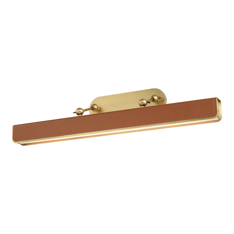 Valise Dimmable LED Wall Mounted Picture Light, Vintage Brass/Cognac
