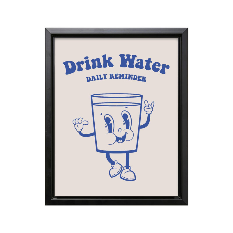 Drink Water No4, Black Framed, Canvas, 24"H x 32"W