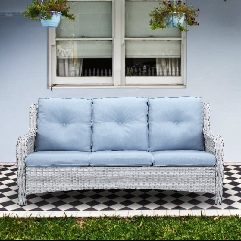 Tonry 74 de large, Structure gris clair / coussin bleu bébé
