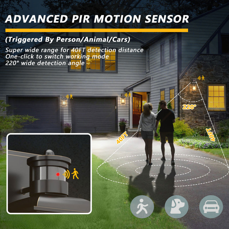  Motion Sensor Outdoor Light - Advanced Dusk To Dawn Exterior Lantern Fixtures Wall Sconce, Waterproof Porch Light Fixtures Wall Mount For Entryway Garage
