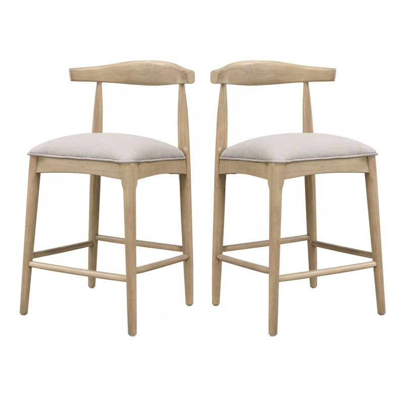 Tabouret en tissu (ensemble de 2), Gris, Naturel