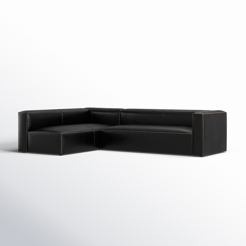 Canapé modulaire en cuir Strom 120 po, Orienté à gauche (vu de face), Cuir grainé naturel
