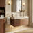 36" Modern Floating Vanity, Sintered Stone Top (Light Gray / Travertine) With Ceramic Sink & Plywood Cabinet (White Oak / Brown Oak) & 1 Drawer-18355683-18355685