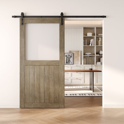 Porte de grange coulissante en bois massif non assemblé 40 x 80