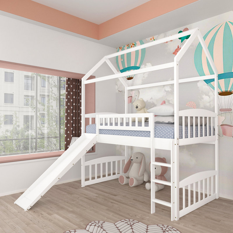 Lit mezzanine simple avec glissade Soild, Blanc