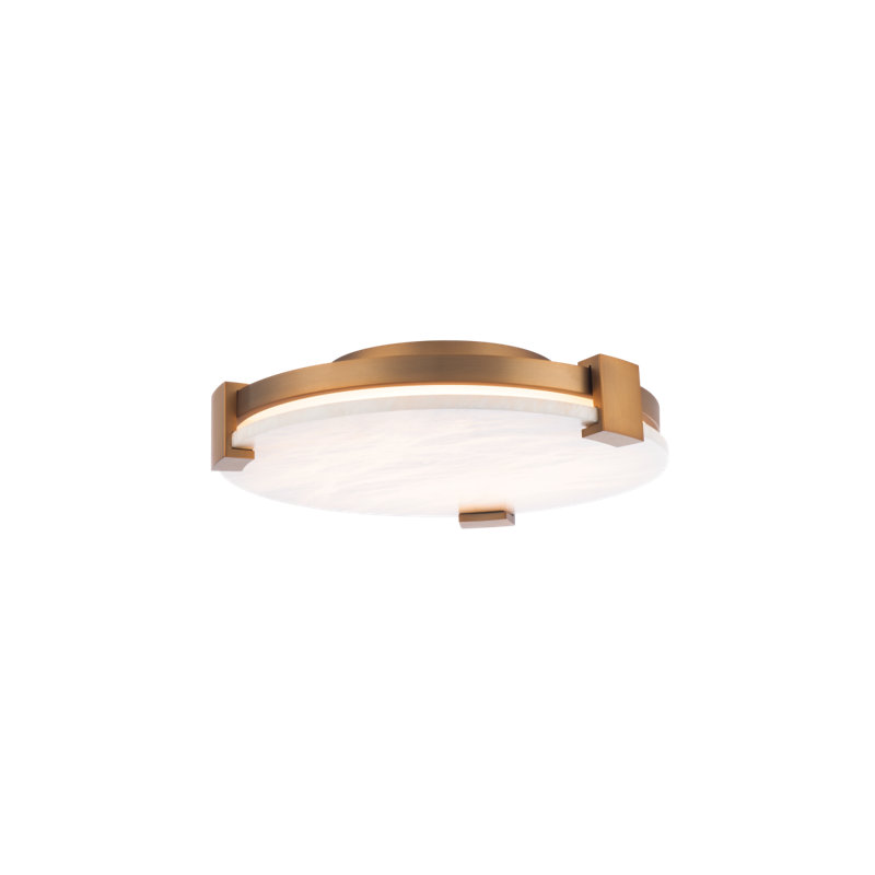 Catalonia Glass LED Flush Mount, Aged Brass, 3.88" H x 16.63" W x 16.63" D
