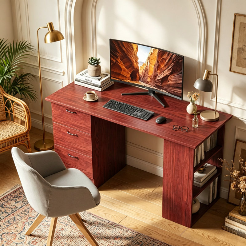 Particle Board / Chipboard Computer Desk, Walnut Brown