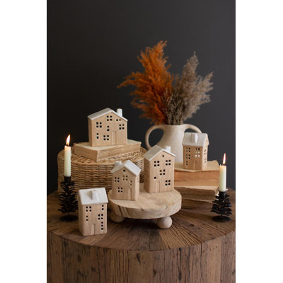 SET OF FIVE CERAMIC HOUSES