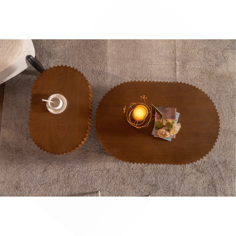 Ensemble de 2 tables basses gigognes rondes Handcraft