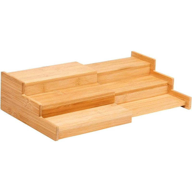 Awen Bamboo Expandable Spice Rack Organizer 3-Tier Kitchen Cabinet Space Saver Countertop Display