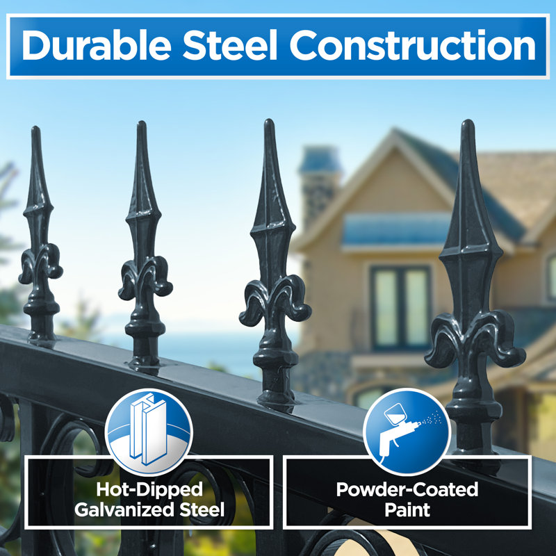 Venice Style Black Steel Dual Swing Driveway Gate with Automatic Opener