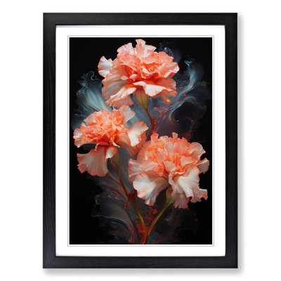 Carnation Flower Abstract No.2 - Single Picture Frame Print on Wood