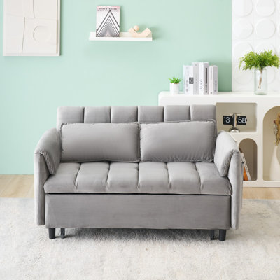 Canapé-lit, canapé convertible, fauteuil inclinable, lit, 3 en 1, dossier réglable à 3 positions, canapé modulaire à 2 places, 2 poches latérales, 2 coussins