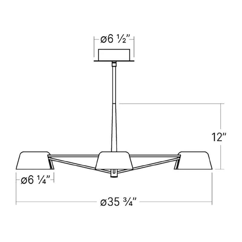 Lustre rectangulaire à 6 lumières Ray, Gris chaleureux, H 12 po x l 35,75 po x P 35,75 po, Blanc opale