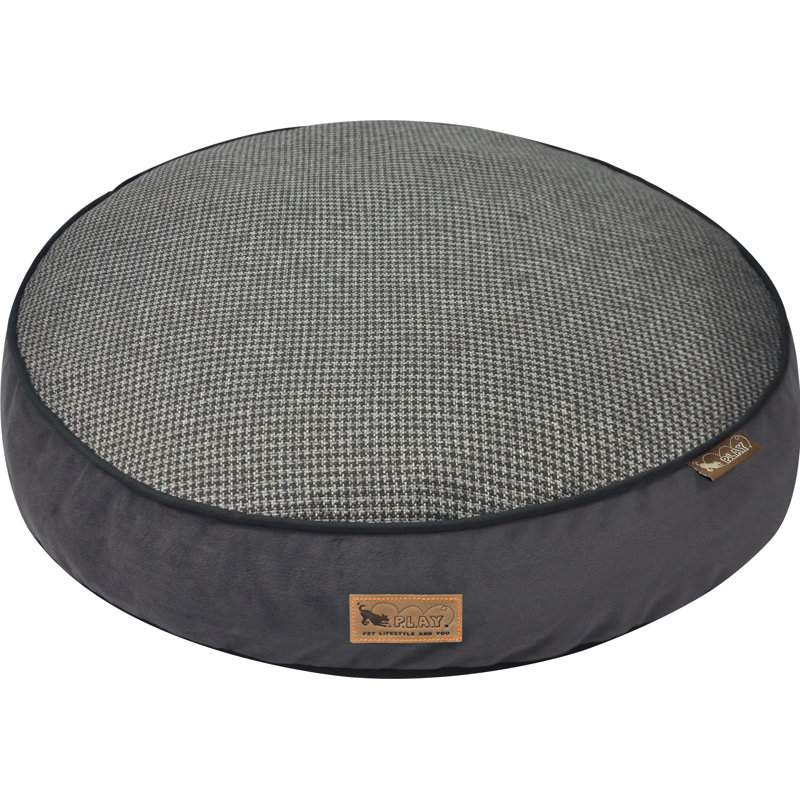 Lit pour chien Houndstooth, Grand (l 42 po x P 42 po x H 5 po), Noir / Gris