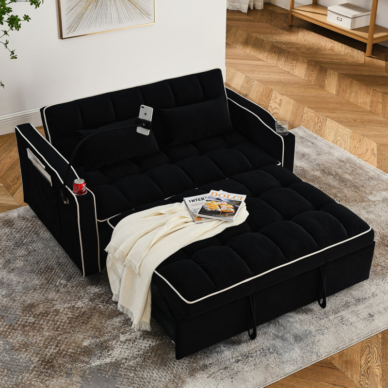 Canapé-lit pliable polyvalent avec des fonctionnalités avancées pour un confort ultime, Black