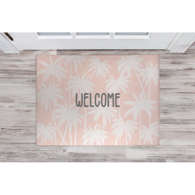 Paillasson Palm Welcome, L 24 po x L 36 po, Rose