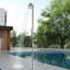 86"H Multifunctional Outdoor Shower 304 Stainless Steel Freestanding Outdoor Shower With Rainfall Shower Head With Handheld Shower With Temperature Control